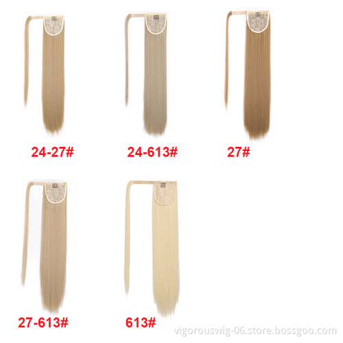 Vigorous Straight Long Ponytail Hair Extension Clip in Wrap Around Synthetic Pony Tail Hairpieces for Women 22" 2/30 Color